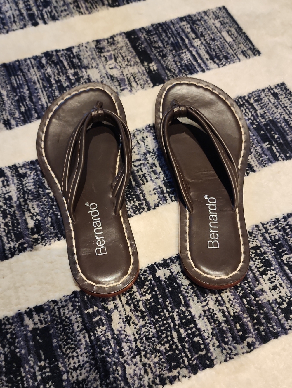 Bernardo Dark Brown Leather Thong Sandals for Women